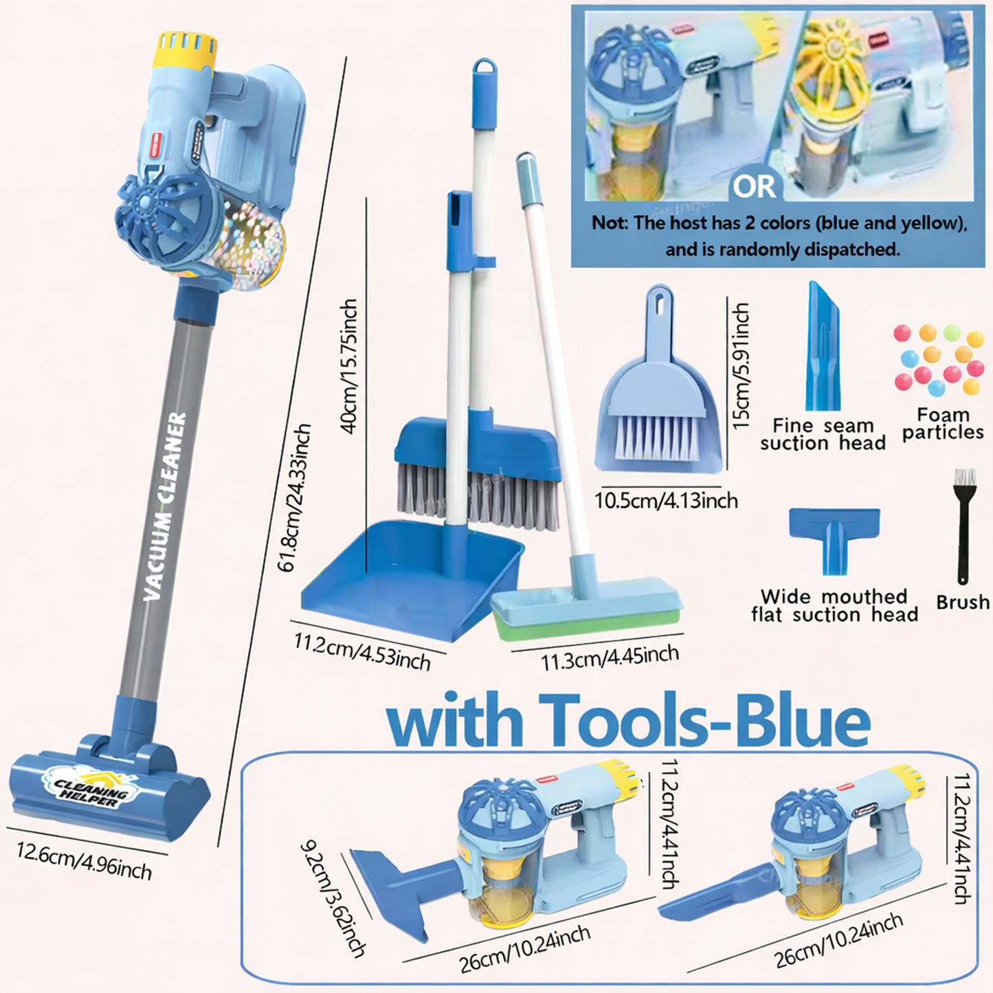 Kids Electric Vacuum Cleaner Playset - Realistic Housekeeping Set - Educational Cleaning Role Play Gift for Boys & Girls