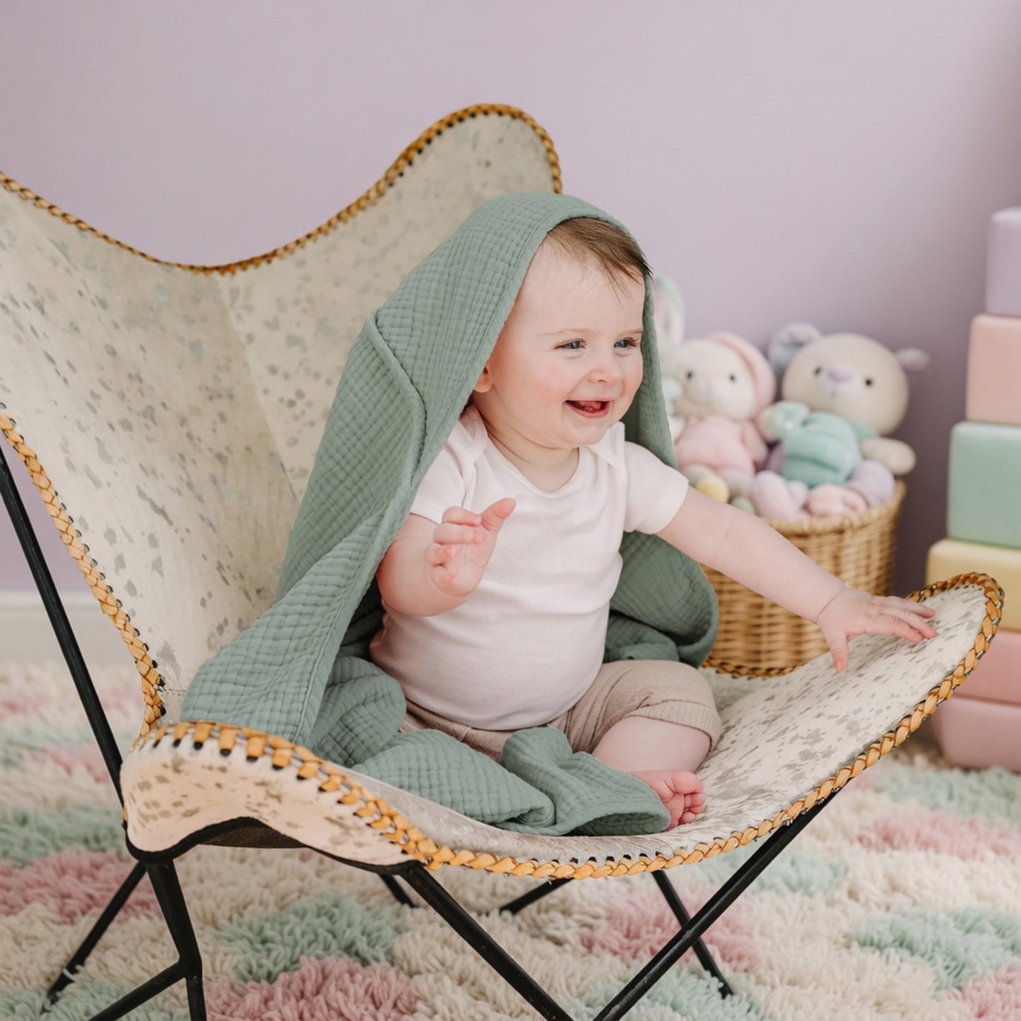 Soft Muslin Hooded Towel - 100% Pure Cotton Breathable Bathrobe - Absorbent Towel for Babies