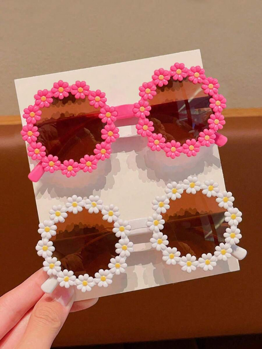 2/3Pcs Kids Flower Fashion Glasses Set – Cute Colorful Eyewear, Personalized Toddler Girls & Boys Casual Sunglasses