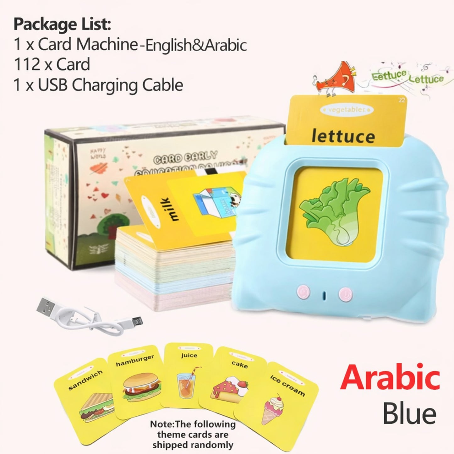 Talking Flash Cards Learning Toy - Audible Preschool English Machine - Educational Audio Vocabulary Gift for Kids