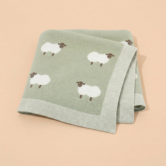 Knitted Baby Cotton Blanket - Pure Cotton Breathable Swaddle Wrap - Cozy Cuddle Quilt for Boys & Girls