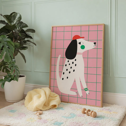 Cute Animal Red Polka Dots Canvas Painting - Cat Fox Dog Horse Bunny Posters - Kids Nursery Wall Home Decor