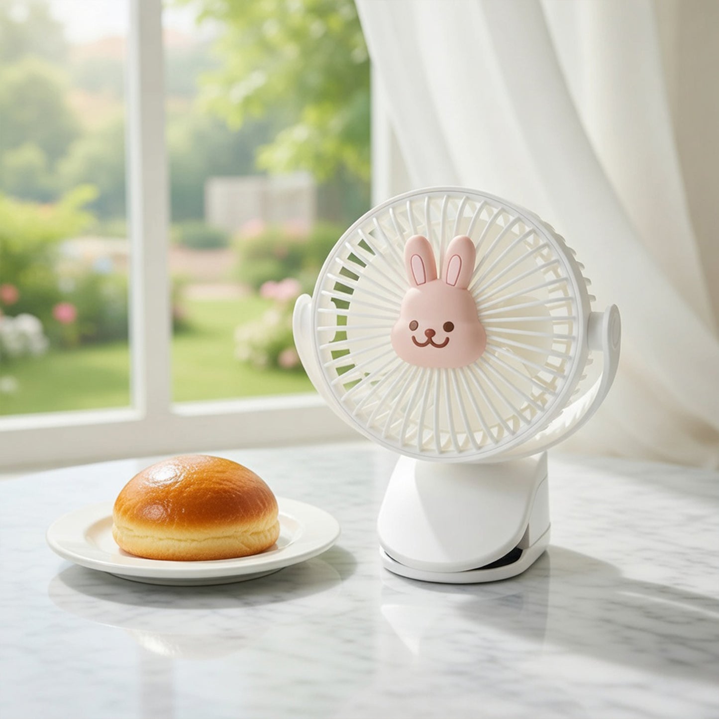 Korean Baby Stroller Fan - Cute Bear & Bunny Clip-On Fan - Portable 3-Speed USB Rechargeable Electric Fan for Outdoor Travel