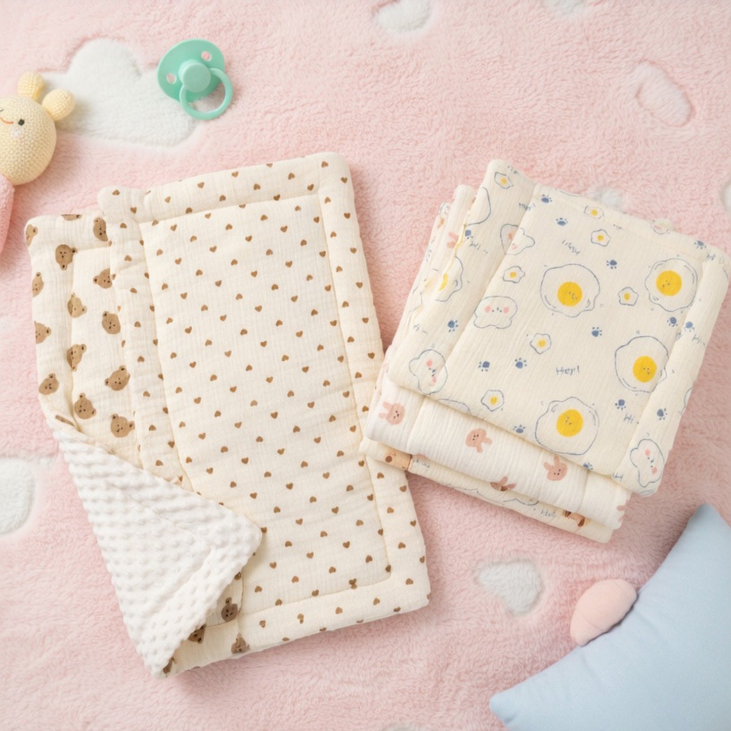 Cartoon Bear Baby Stroller Seat Cushion - Soft Cotton Newborn Car Seat Pad - Universal Infant Pushchair Mattress