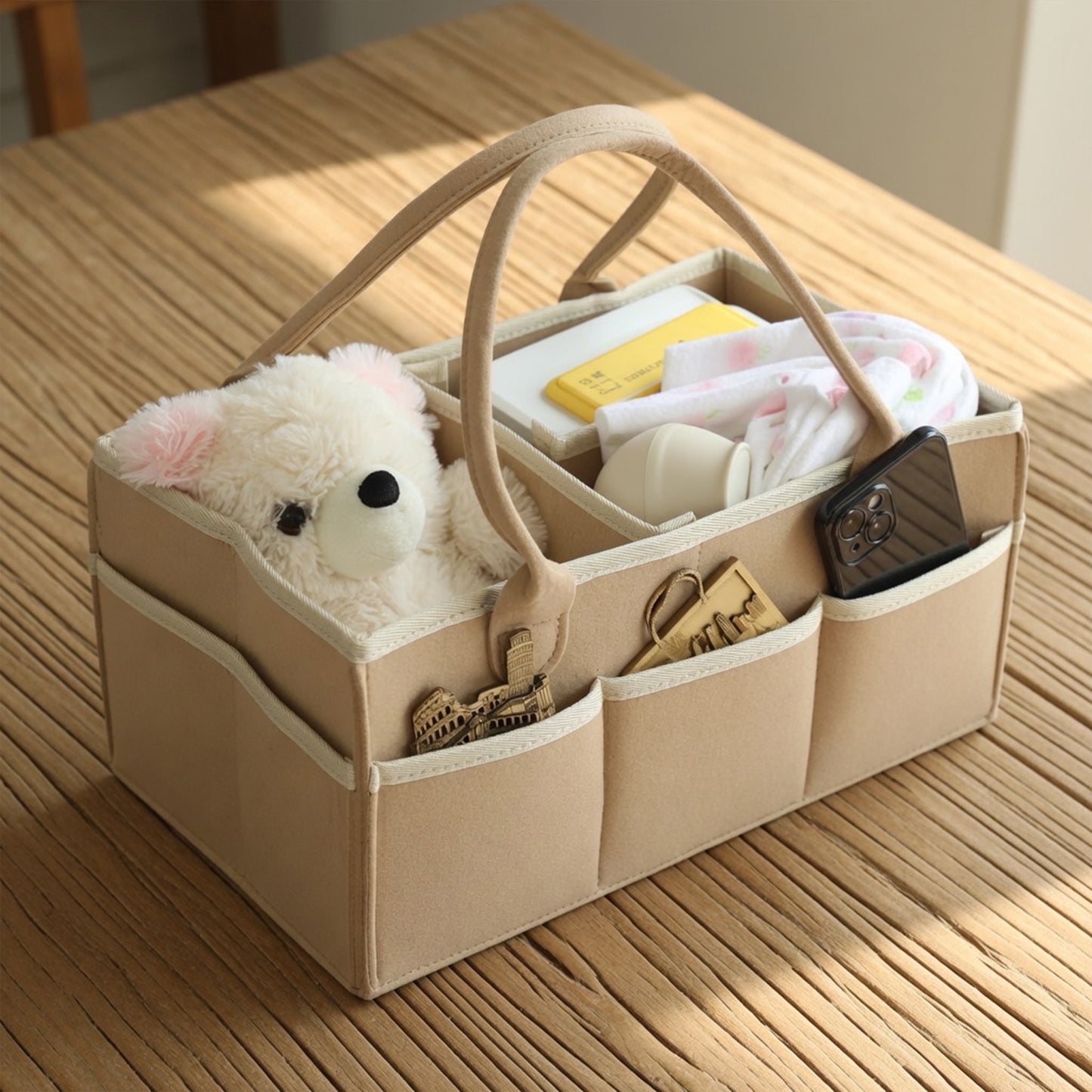 Portable Stroller Hanging Bag - Foldable Diaper Organizer - Thicken Mommy Tote Storage Basket for Baby Gear