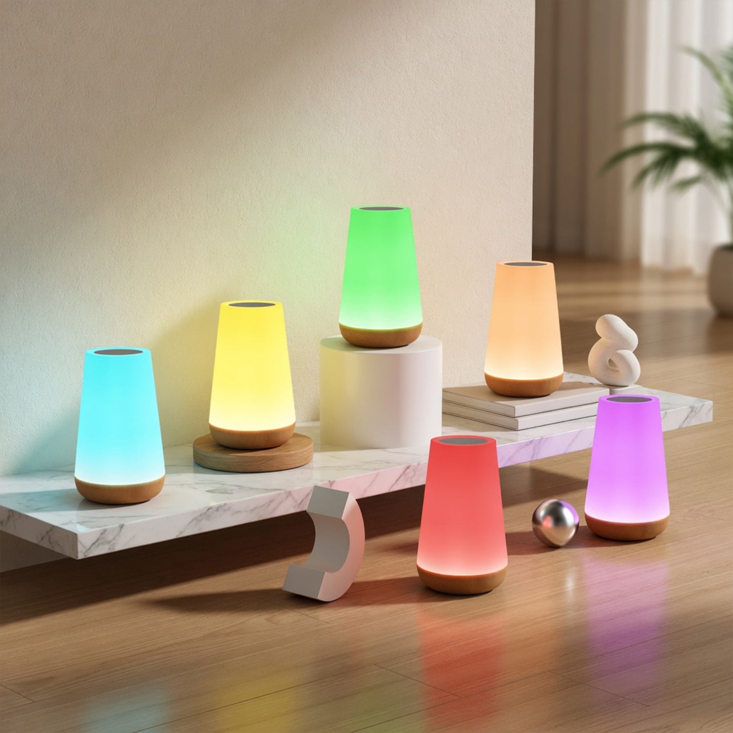 Baby Nursery Night Light - 13 RGB Color Changing Lamp - Touch & Remote Control - Portable USB Rechargeable Dimmable Bedside Lamp