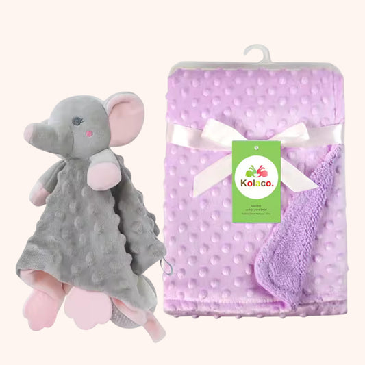 Personalized Baby Blanket & Animal Security Doll Set - Custom Name Stroller Cover - Soft Newborn Gift Set for Baby Showers