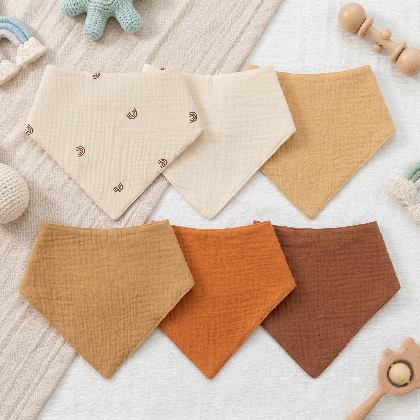 3/4/5-Piece Baby Cotton Bib Set - Solid Color Triangle Bandana - Soft Absorbent Saliva Towel & Burp Cloth Gift for Newborns