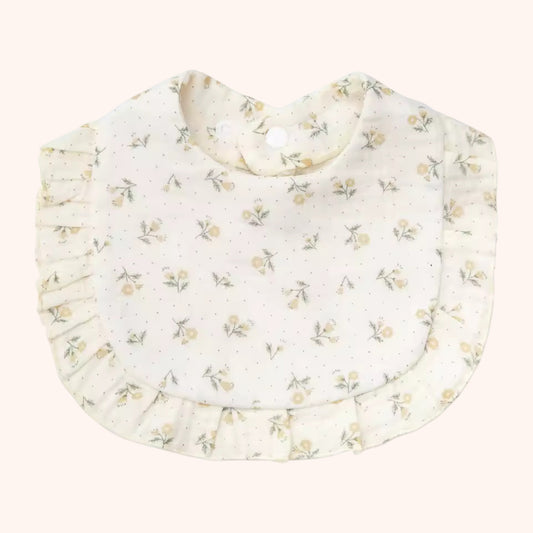A-Grade Muslin Cotton Flower Bib - Soft Ruffled Burp Cloth - Adjustable Snap Rainbow Saliva Towel for Infants