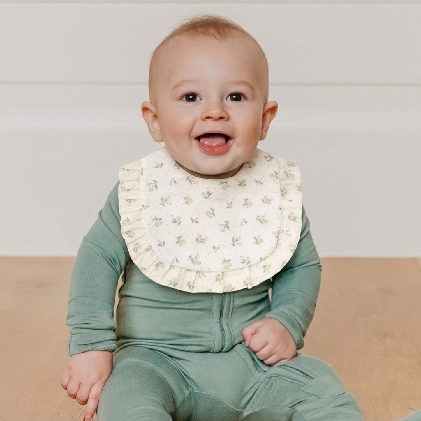 A-Grade Muslin Cotton Flower Bib - Soft Ruffled Burp Cloth - Adjustable Snap Rainbow Saliva Towel for Infants