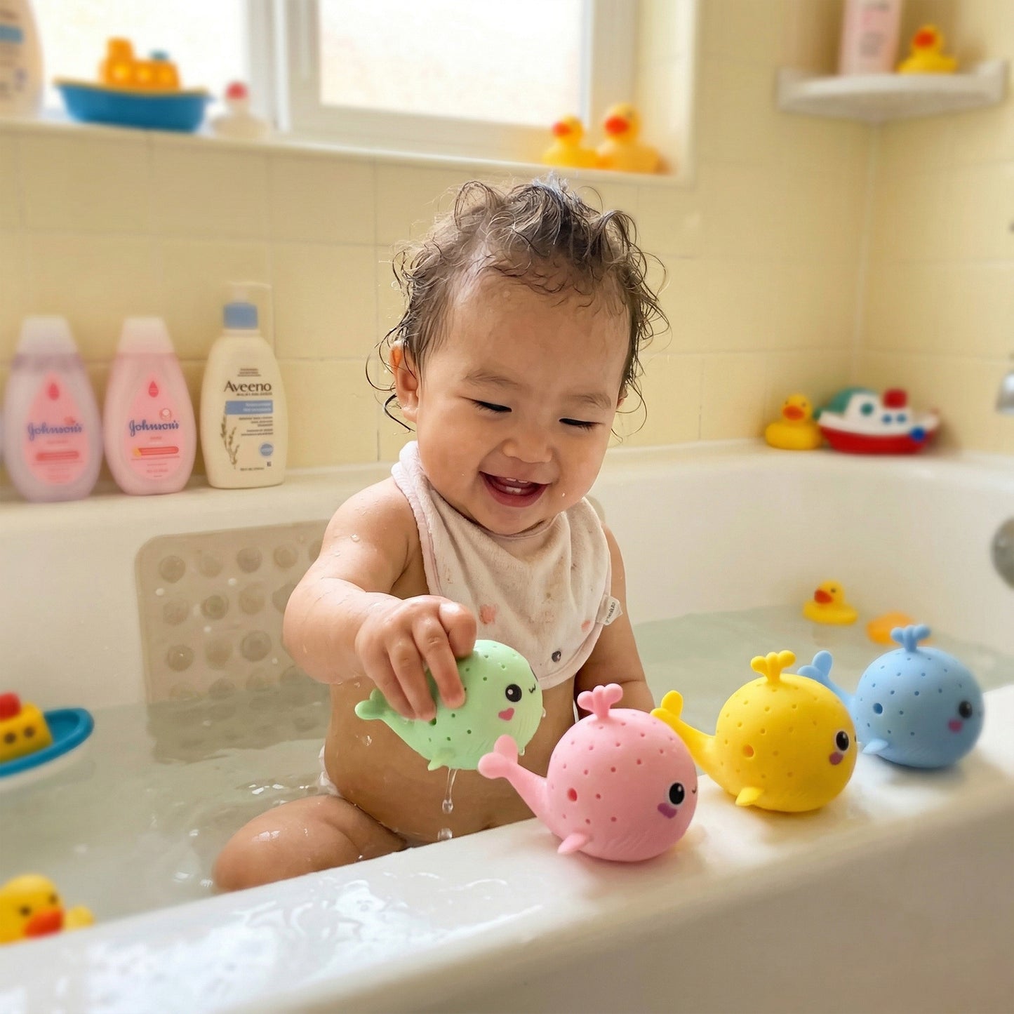 Soft Sponge Whale Bath Toy - Squishy Water Play Accessory - Fun Summer Swimming & Squeezing Toy for Toddlers & Kids