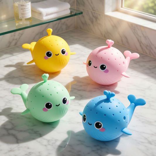 Soft Sponge Whale Bath Toy - Squishy Water Play Accessory - Fun Summer Swimming & Squeezing Toy for Toddlers & Kids