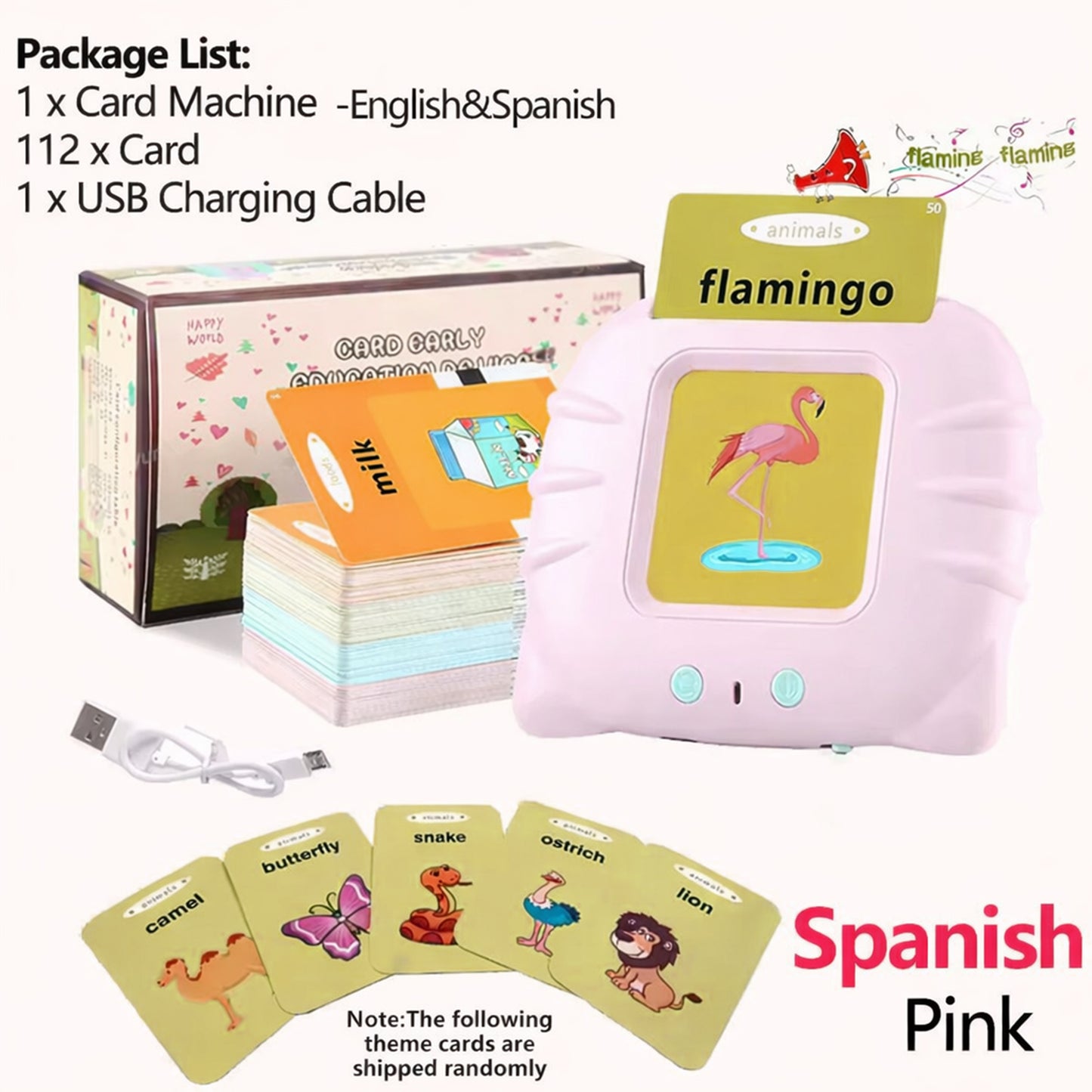 Talking Flash Cards Learning Toy - Audible Preschool English Machine - Educational Audio Vocabulary Gift for Kids