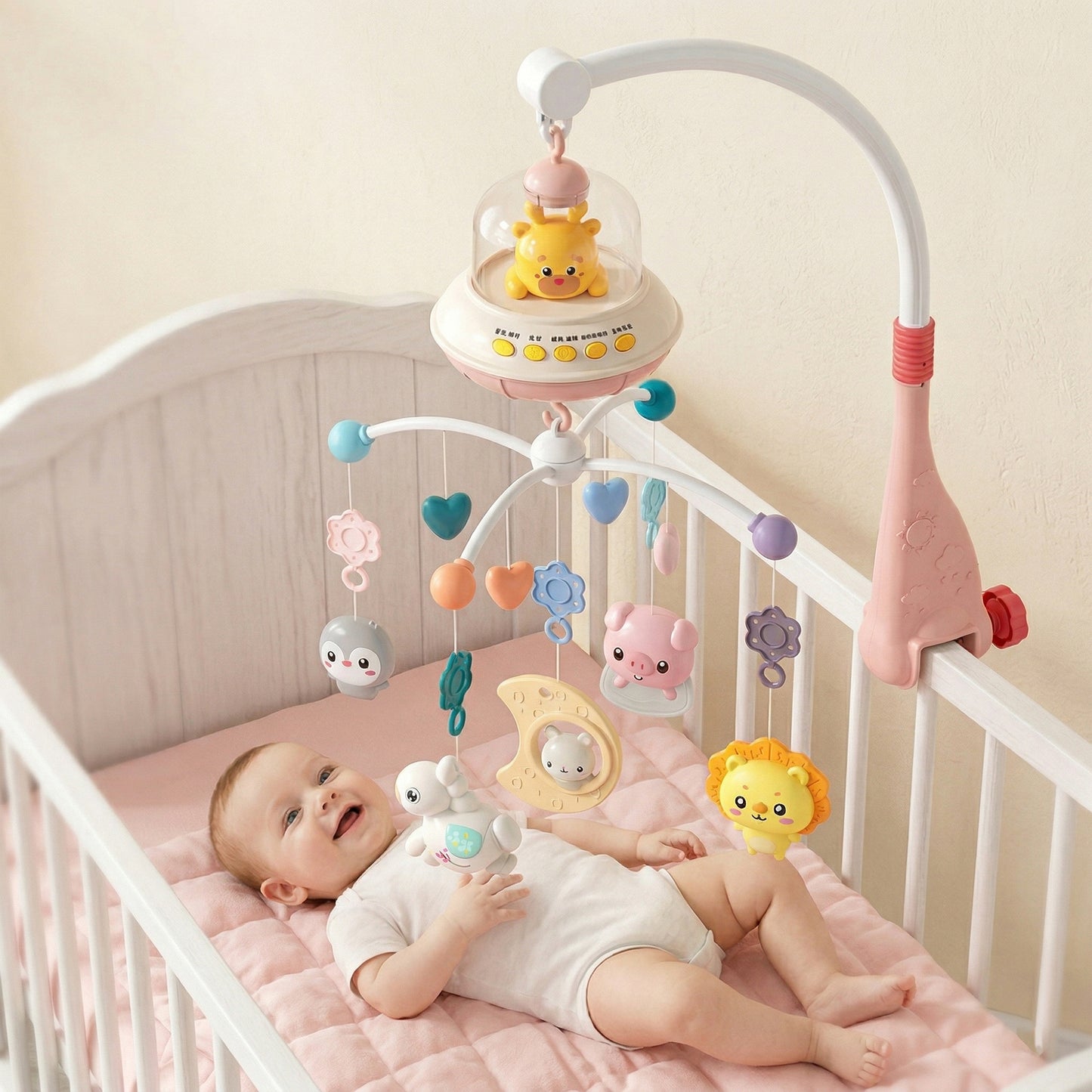 Remote Control Baby Crib Mobile - Starry Sky Projection & Soothing Music - 360 Rotating Musical Bed Bell for Babies