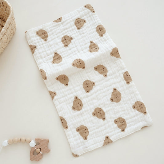 Soft 4-Layer Muslin Baby Face & Hand Towels - Multipurpose Long Burp Cloths for Newborns - Cotton Gauze Kindergarten Towels