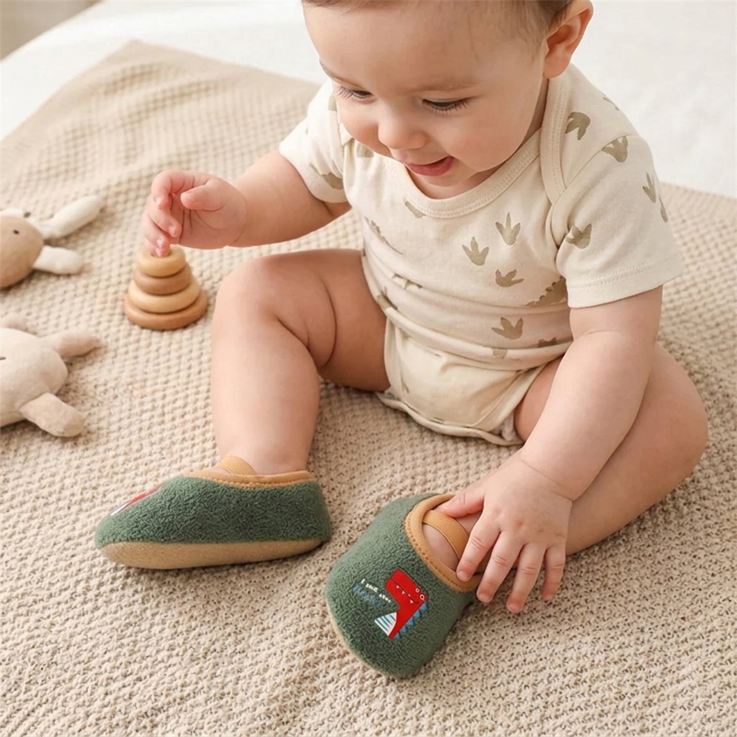 Anti-Slip Cartoon Baby First Walkers - Winter Warm Indoor & Outdoor Floor Shoes with Durable Rubber Soles