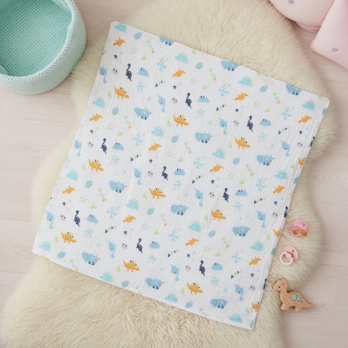 Cotton Muslin Baby Swaddle Blanket - Breathable Printed Newborn Wrap - Soft Multi-use Bath Towel for Infants