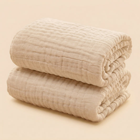 Pure Cotton Bubble Muslin Baby Blanket - 6-Layer Absorbent Bath Towel - Large Square Newborn Swaddle & Bedding