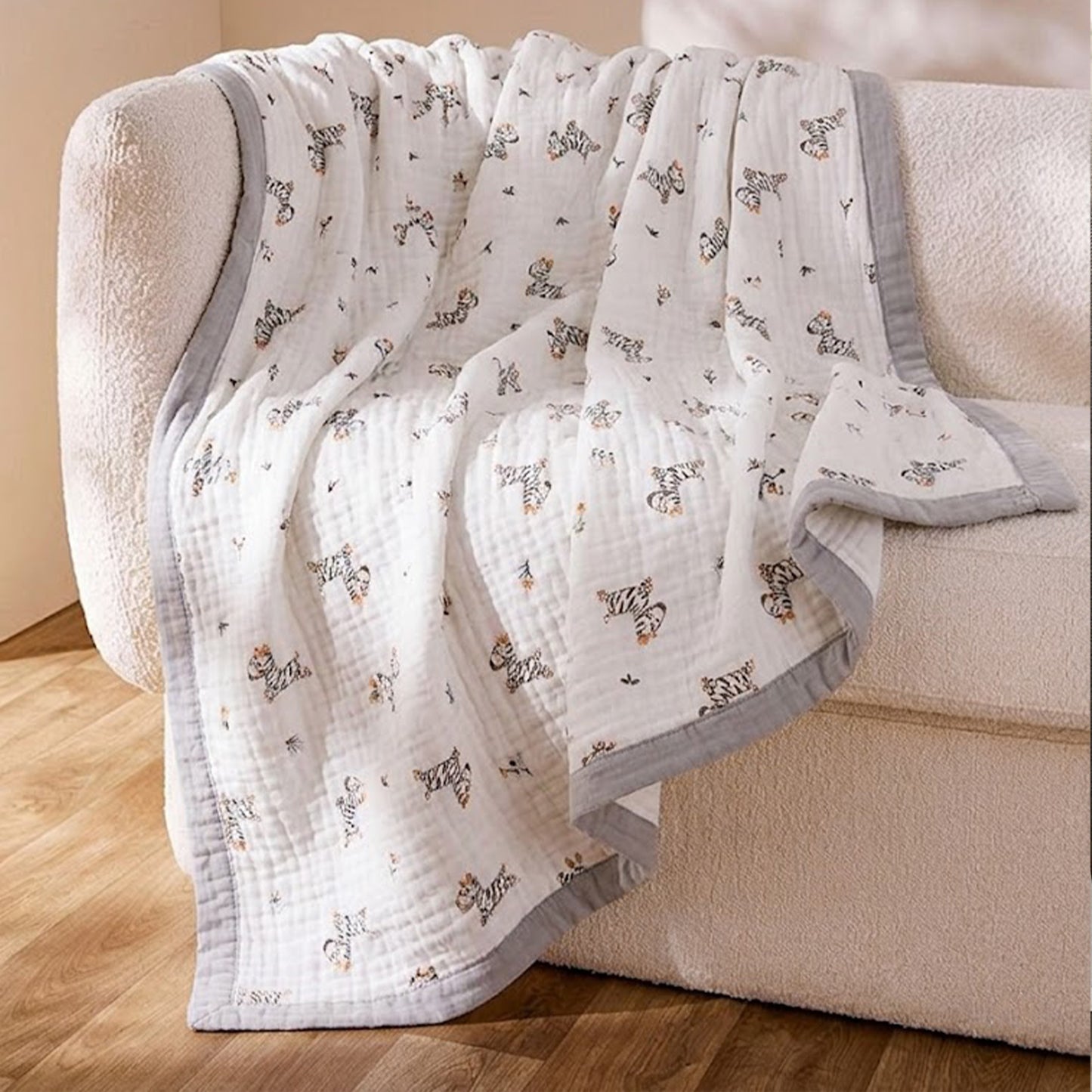 Soft 6-Layer Cotton Baby Blanket - High Absorbency Cartoon Bath Towel - Multi-functional Gauze Swaddle for Infants