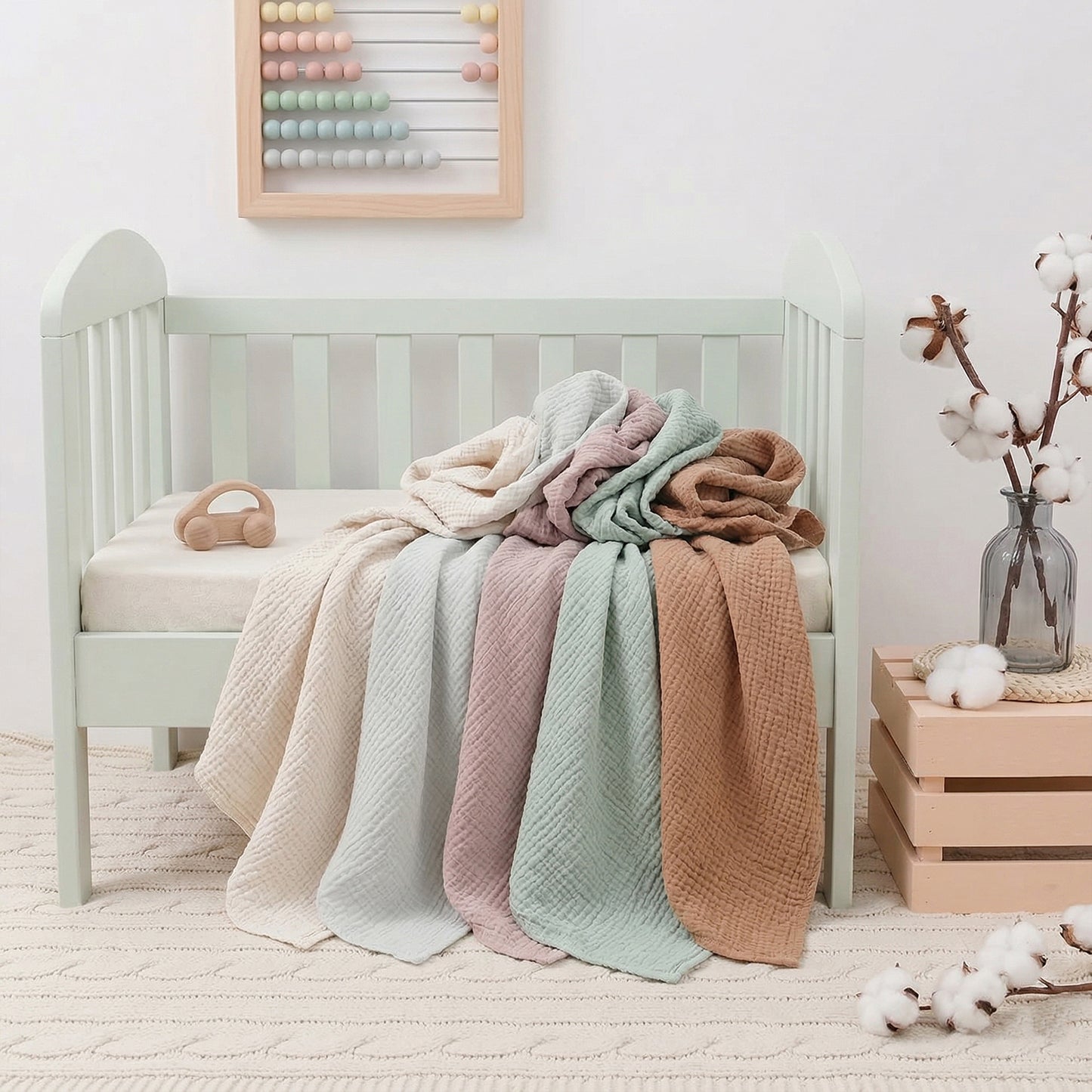 3-Piece Soft Muslin Baby Swaddle Blankets - 100% Breathable Cotton Receiving Blankets - Multi-functional Newborn Wrap Set