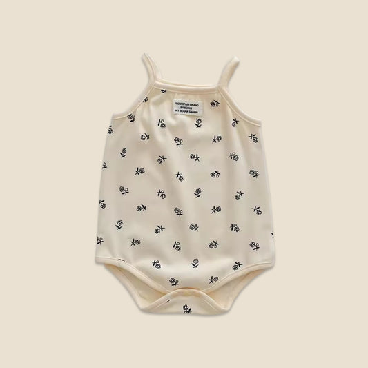 Summer Baby Sleeveless Romper - Cotton Elastane Button Bodysuit - Casual Cartoon Bunny Onesie for Newborns 0-12M