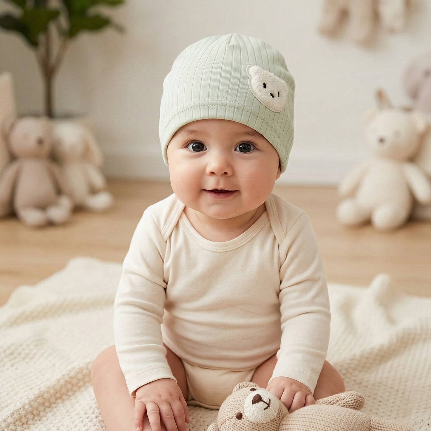 Newborn 95% Cotton Turban Hat - Safe Fetal Hospital Cap - Soft Spring Autumn Beanie for Baby Boys & Girls 0-6M