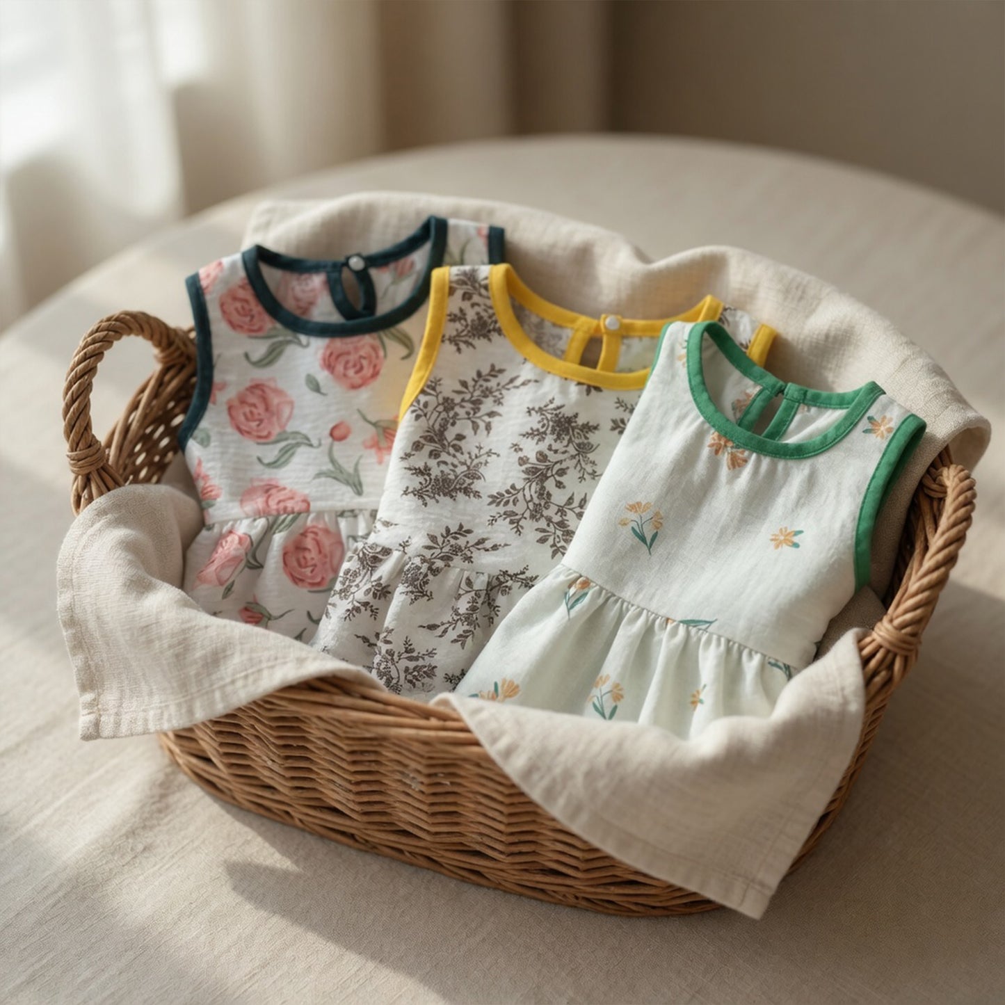 Newborn Girl Sleeveless Printed Dress - Casual Princess Style Clothing - Fashionable Baby Girl Leisure Outfits
