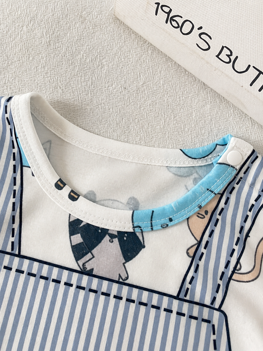 Baby Boy Summer Romper Featuring Cute Cartoon Panda Design