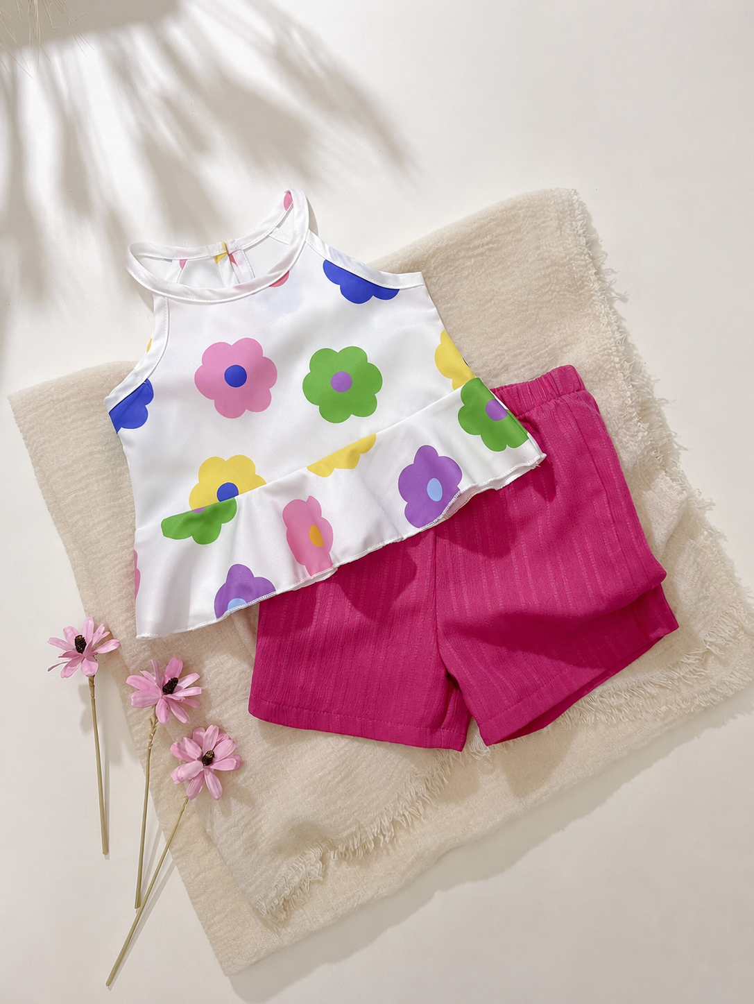 Newborn & Baby Girl 2pcs Spring/Summer Dopamine Color Vacation Set (0-3Y)