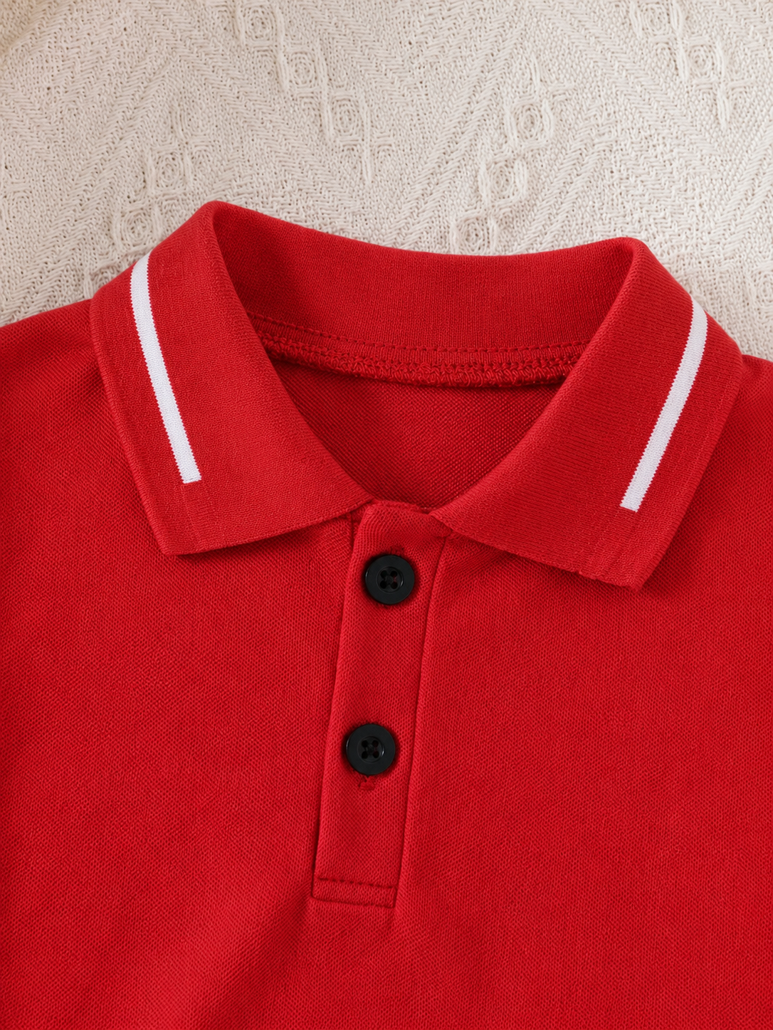 Playful Pals Baby Boy Khaki OOTD: Textured V-Neck and Striped Outfit