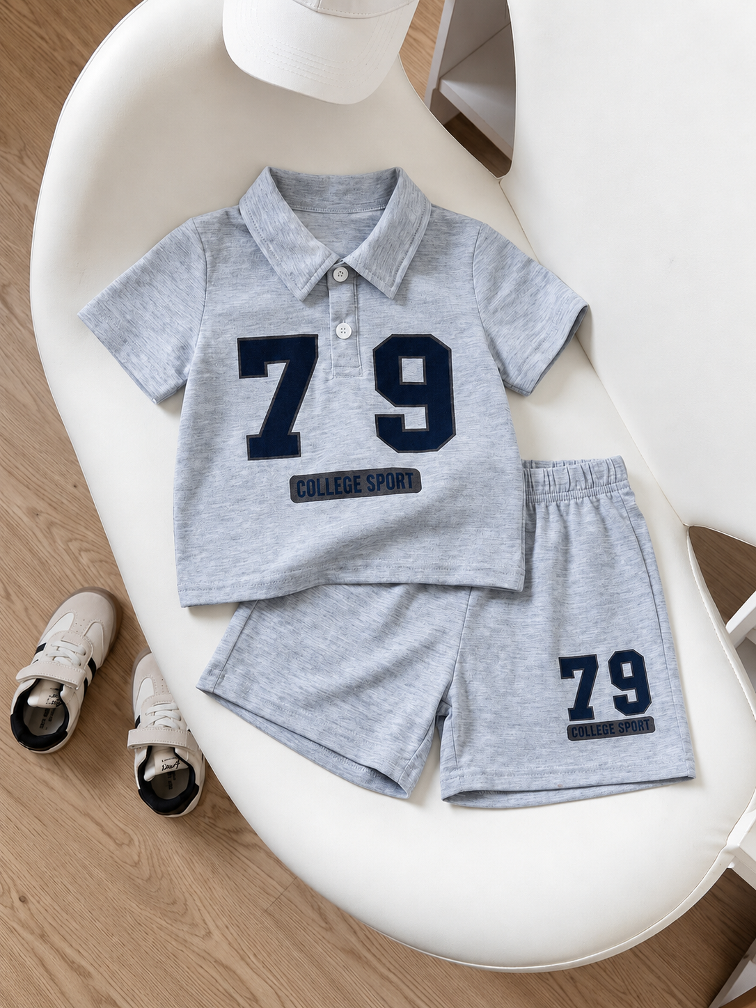 Playful Pals Baby Boy Letter Embroidery Polo and Shorts for Daily Wear