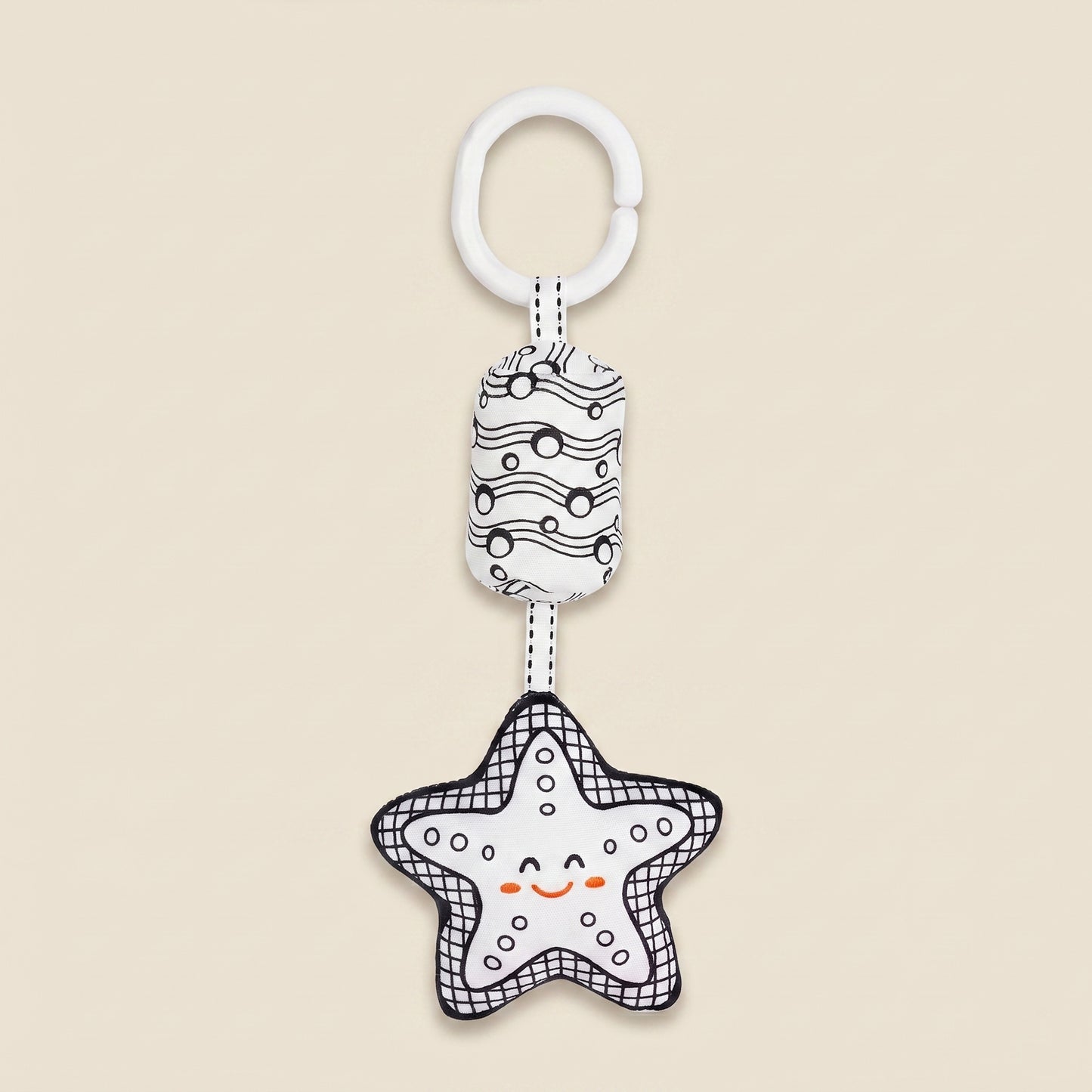 Black & White Baby Stroller Hanging Bell - Plush Visual Training Toy - Newborn Sensory Rattle for Brain Development