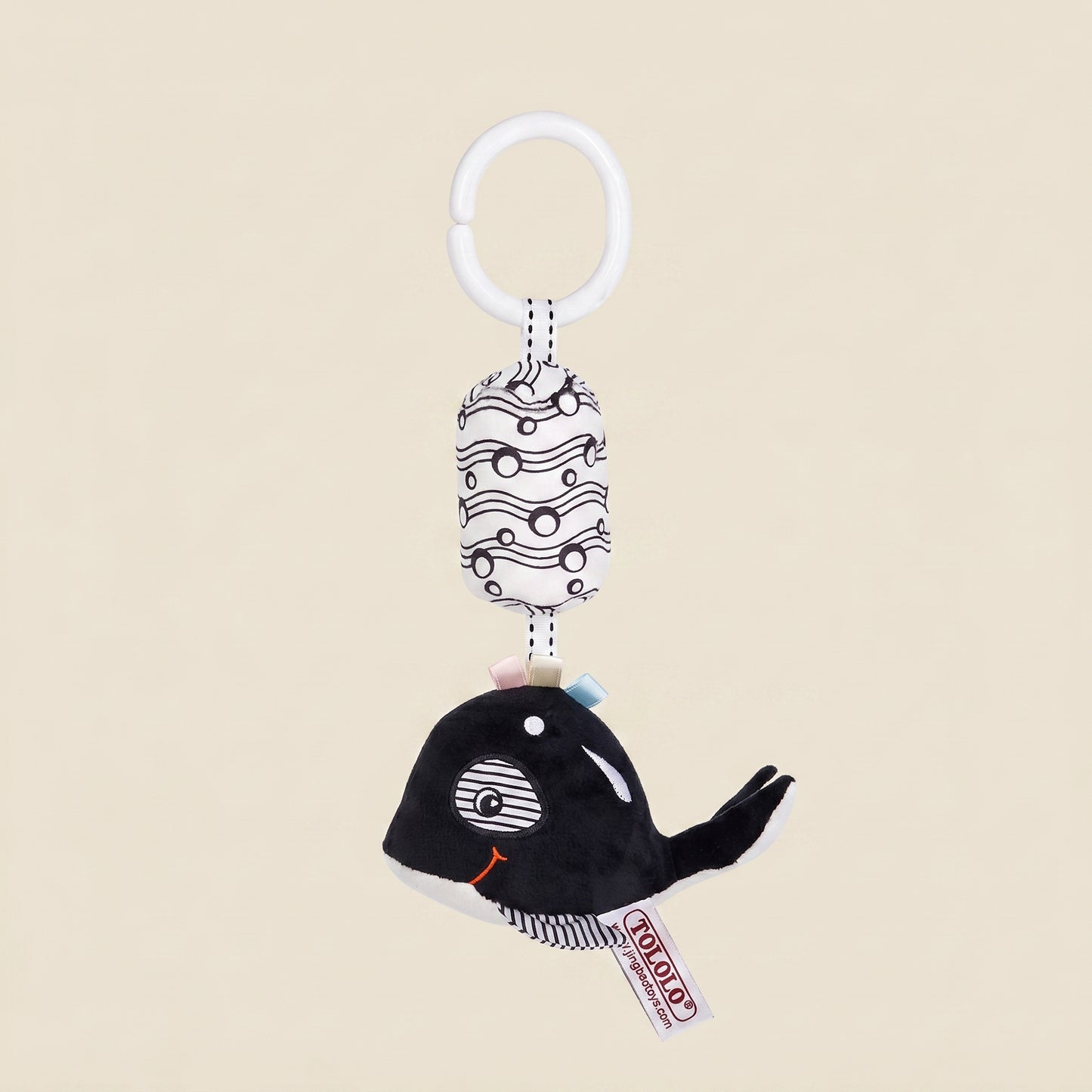 Black & White Baby Stroller Hanging Bell - Plush Visual Training Toy - Newborn Sensory Rattle for Brain Development