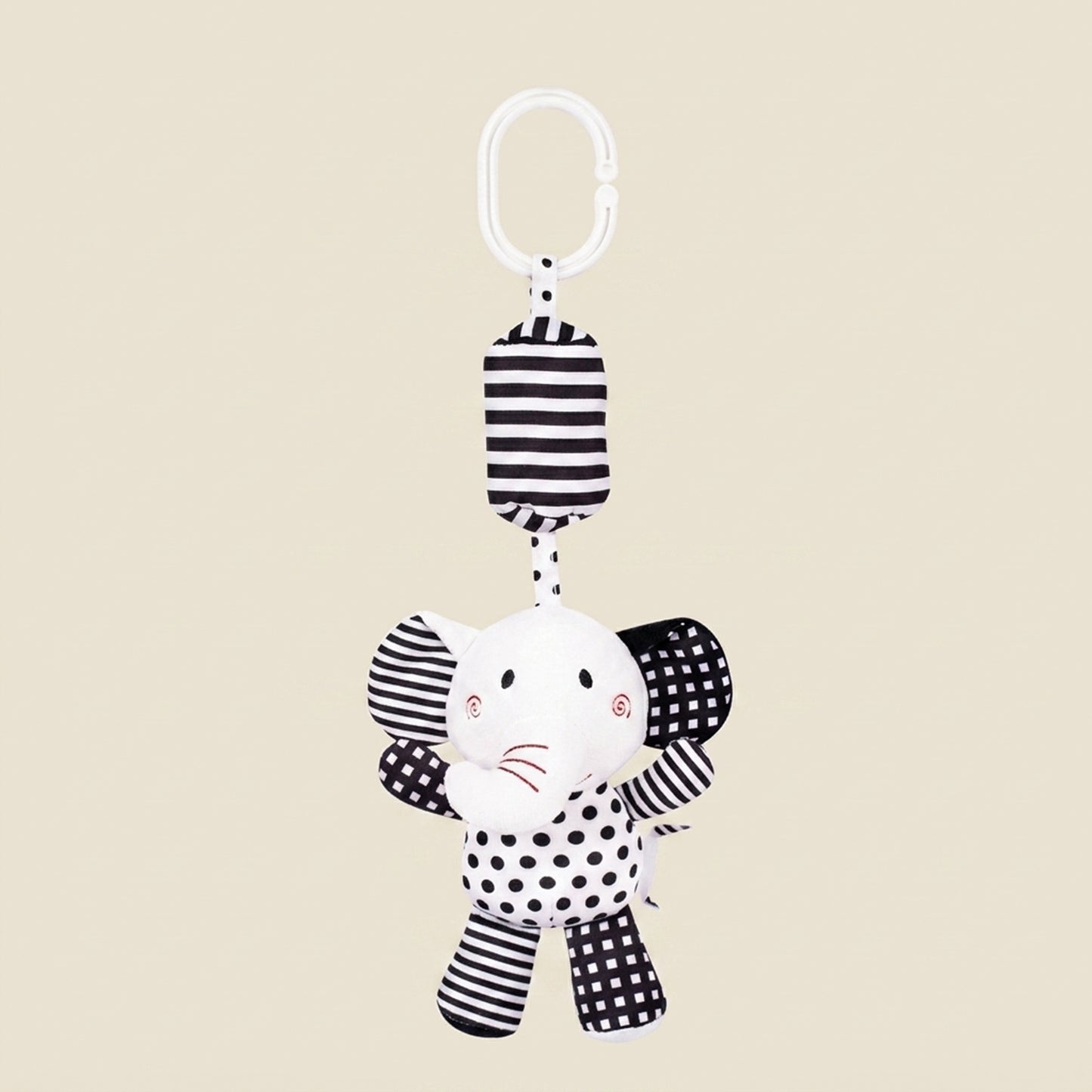 Black & White Baby Stroller Hanging Bell - Plush Visual Training Toy - Newborn Sensory Rattle for Brain Development