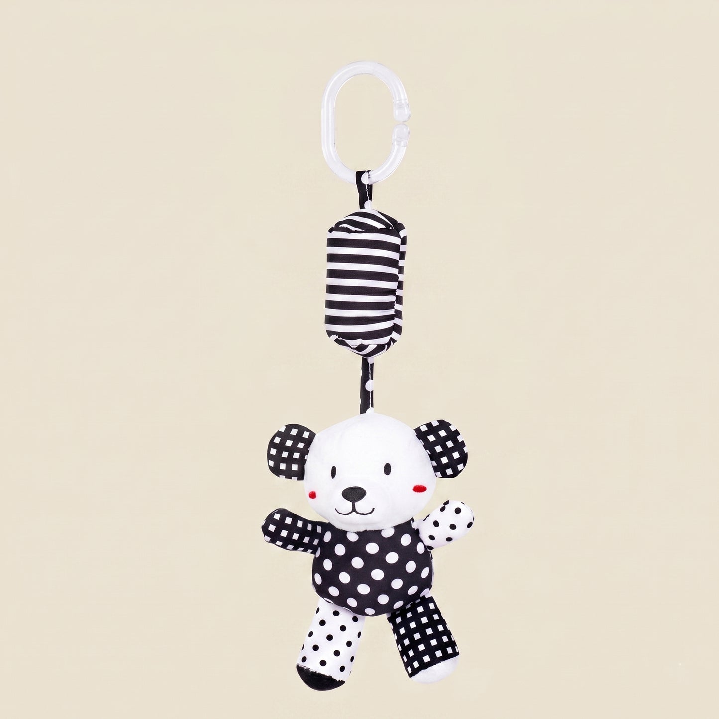 Black & White Baby Stroller Hanging Bell - Plush Visual Training Toy - Newborn Sensory Rattle for Brain Development