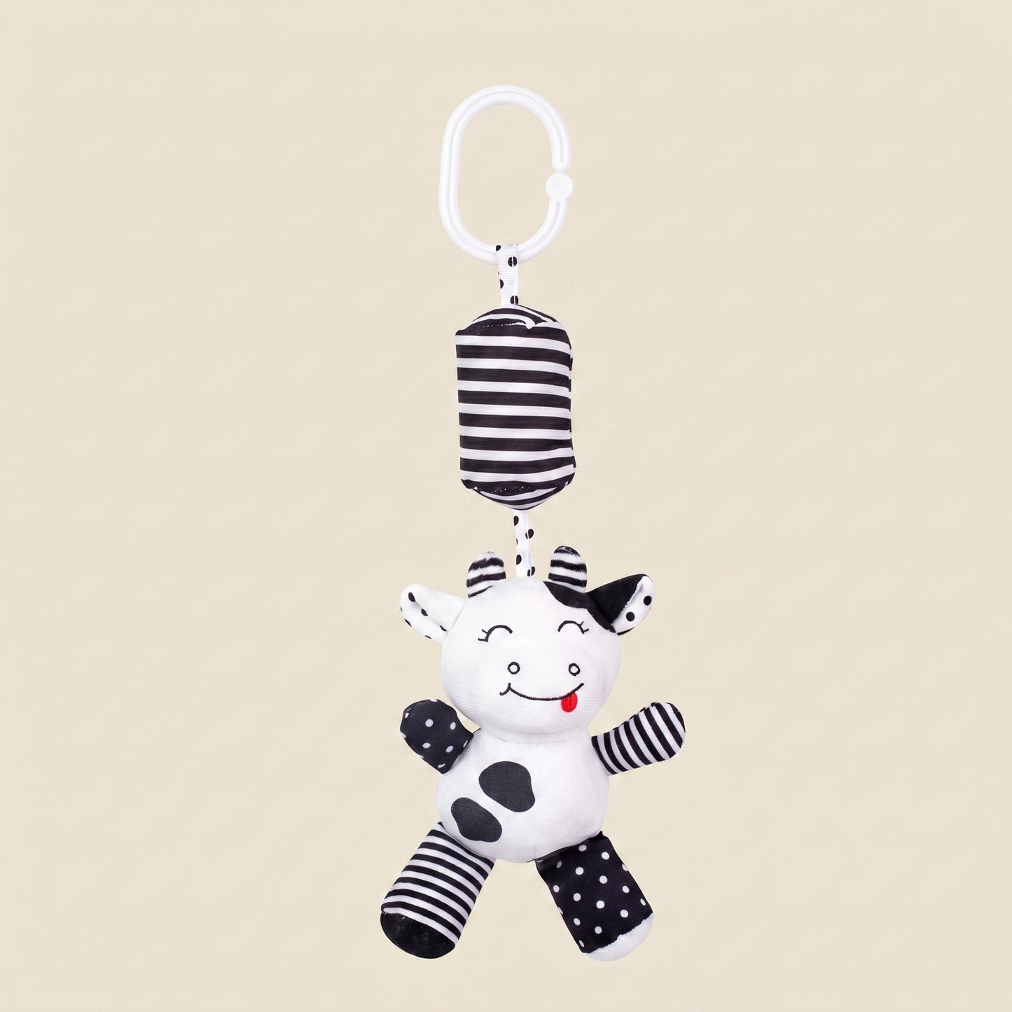 Black & White Baby Stroller Hanging Bell - Plush Visual Training Toy - Newborn Sensory Rattle for Brain Development
