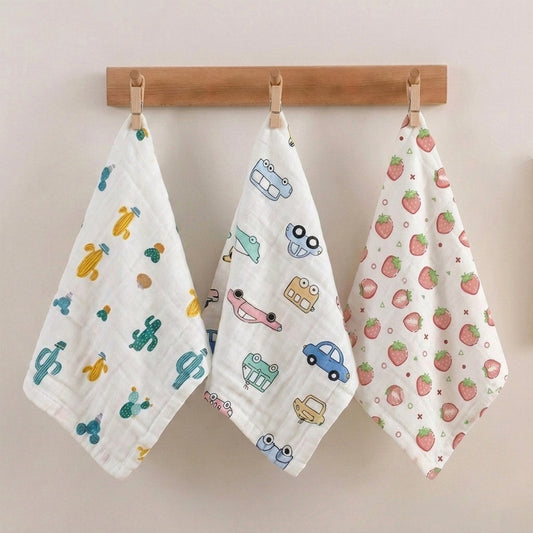 Versatile 6-Layer Cotton Baby Care Towels – Essential Muslin Handkerchiefs for Face Wash, Bath Time, Feeding, and Daily Burp Wipes