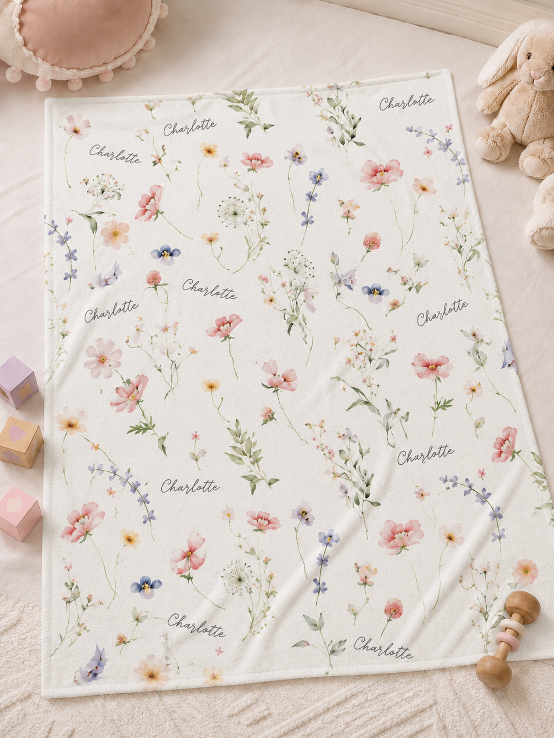 Personalized Name Blanket for Babies and Kids, Custom Printed Soft Blanket