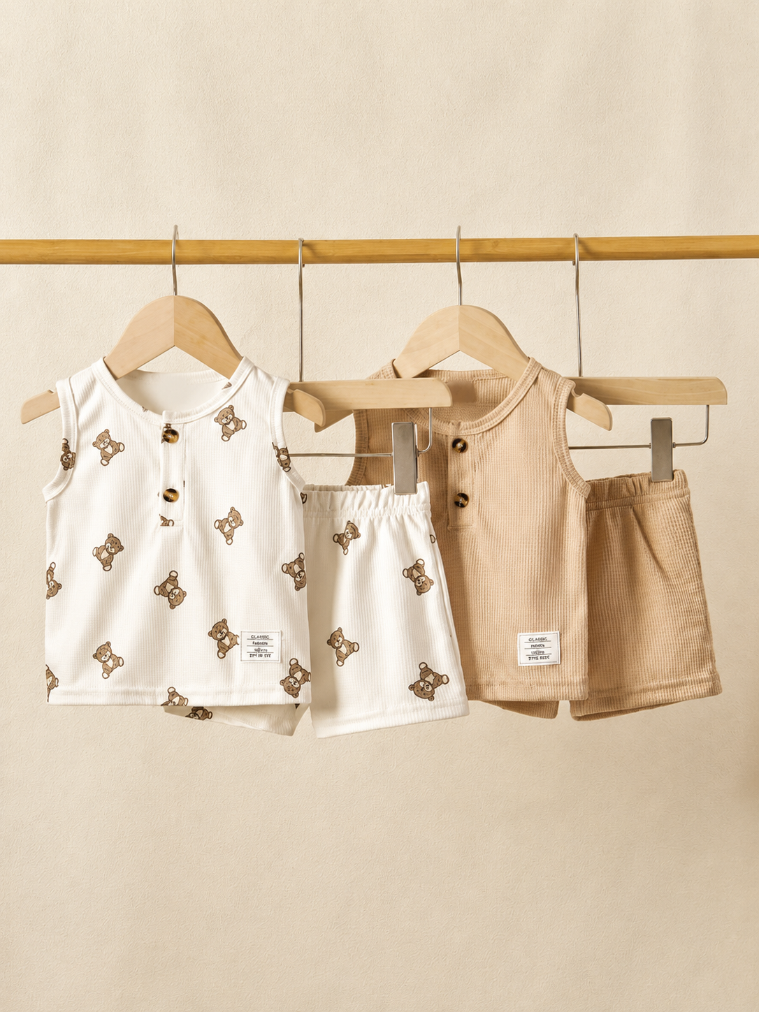 Cute Dinosaur Print Summer Set with Faux Pocket Detail for Baby Boys