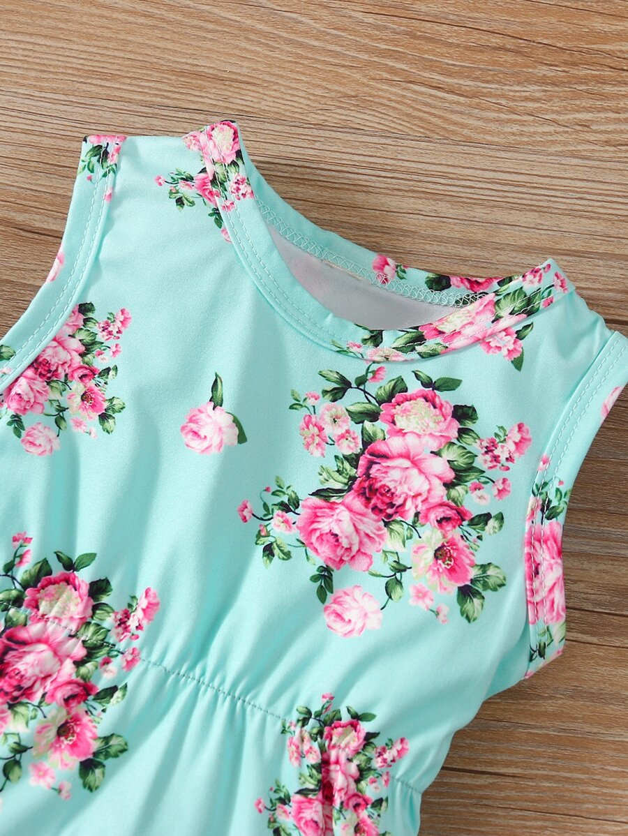 Baby Girl Floral Print Bodysuit With Matching Headband Cute Everyday Outfit