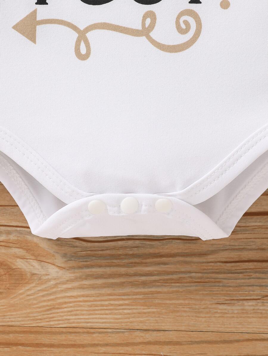 Unisex Newborn Baby Letter Slogan Short Sleeve Bodysuit Neutral White Everyday Outfit