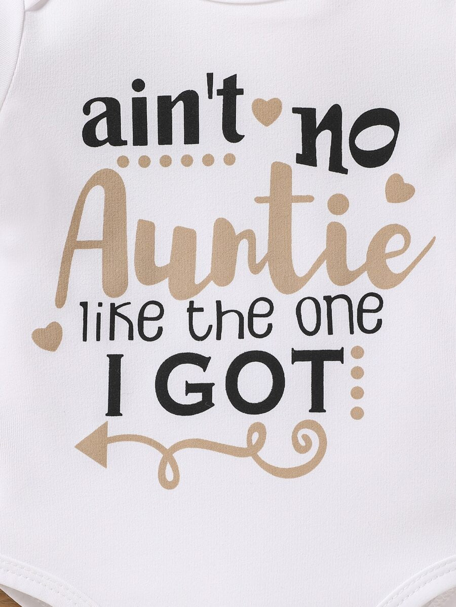 Unisex Newborn Baby Letter Slogan Short Sleeve Bodysuit Neutral White Everyday Outfit