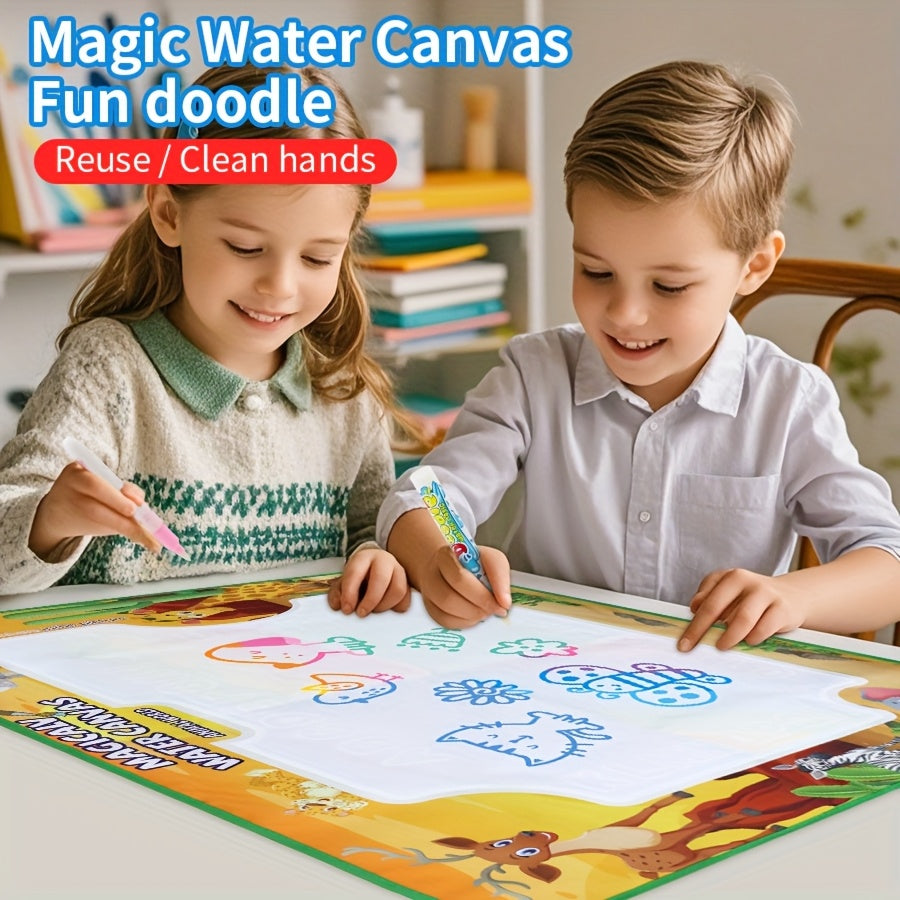 Reusable Water Doodle Mat for Kids, Mess-Free Drawing Mat with Water Pen, Portable Magic Painting Toy