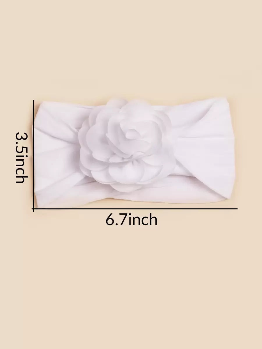 3pcs Rose Flower Pink Baby Headbands for Birthday and Valentines Wear