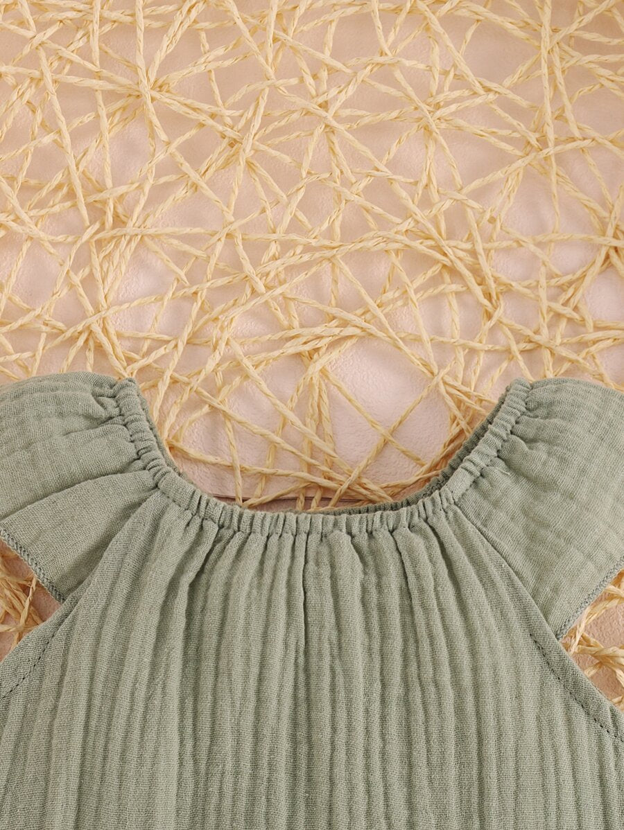 Lemon Print Ruffle Trim Bodysuit and Headband Set for Cute Summer Daily Wear