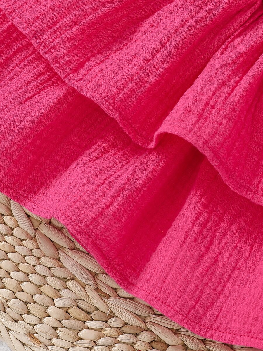 Baby Ruffle Trim Layer Hem Dress and Headband Set for Cute Daily Wear