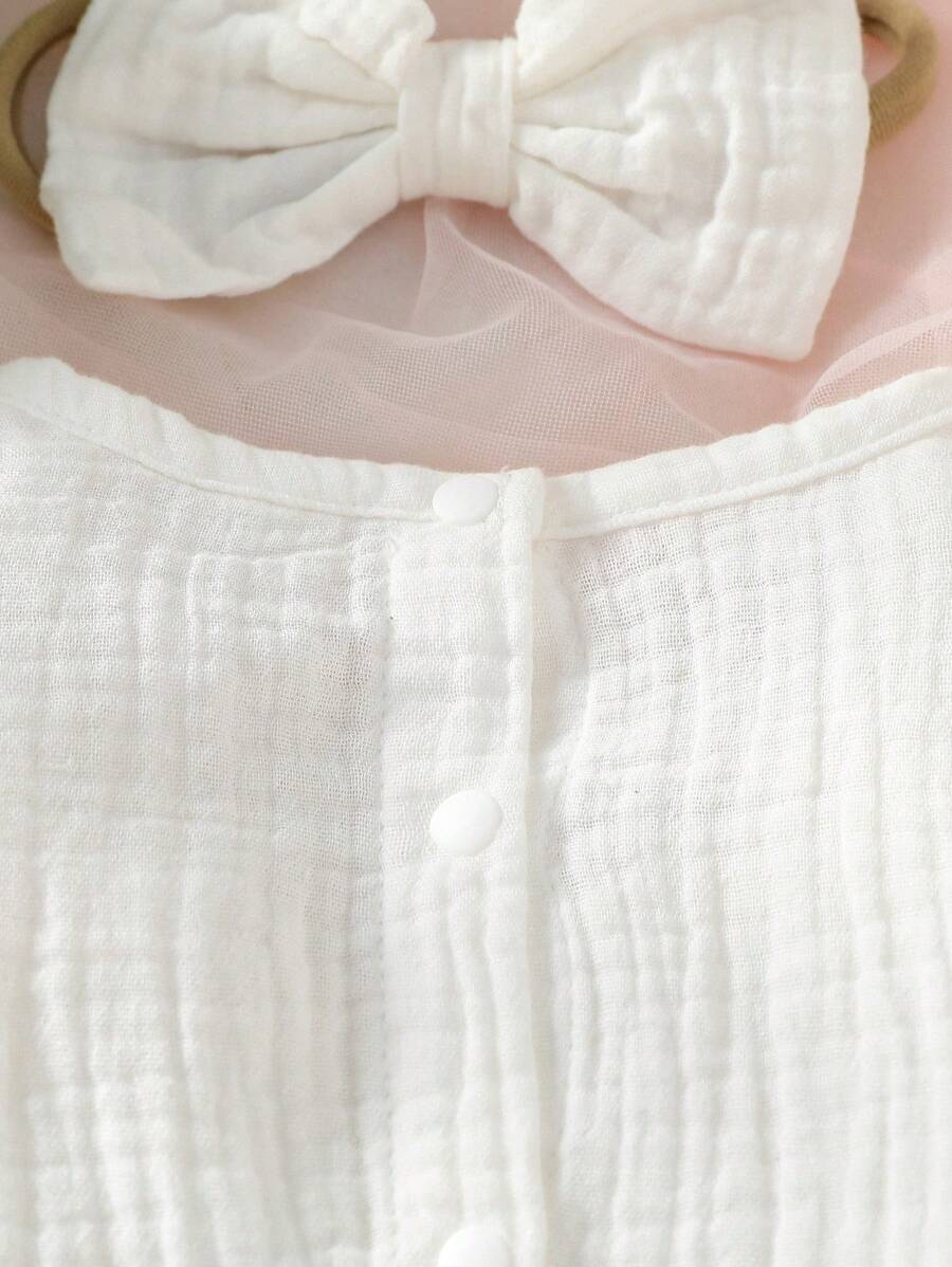 Baby Girl 2-Piece Ruffle Bodysuit Set - Adorable Sleeveless Design with Headband