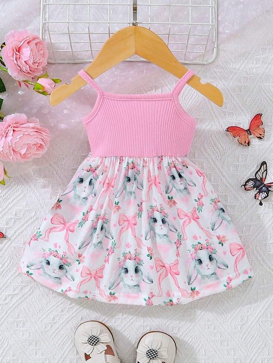 Baby Floral Print Bow Front Cami Dress for Cute Summer Outings and Daily Wear