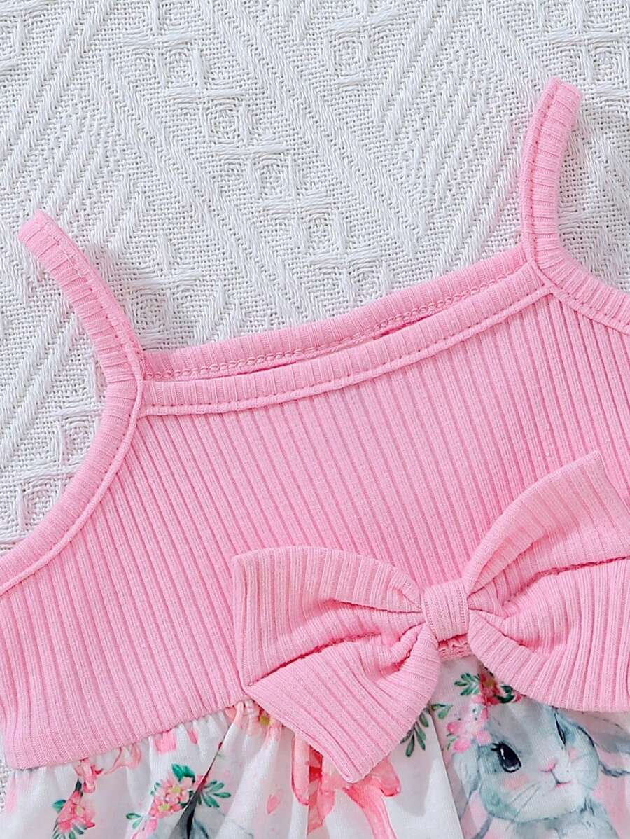 Baby Floral Print Bow Front Cami Dress for Cute Summer Outings and Daily Wear