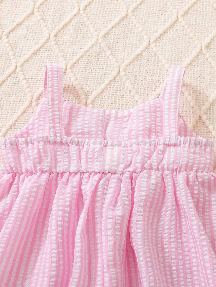 Baby Stripe Print Bow Front Cami Dress for Cute Summer Daily Wear